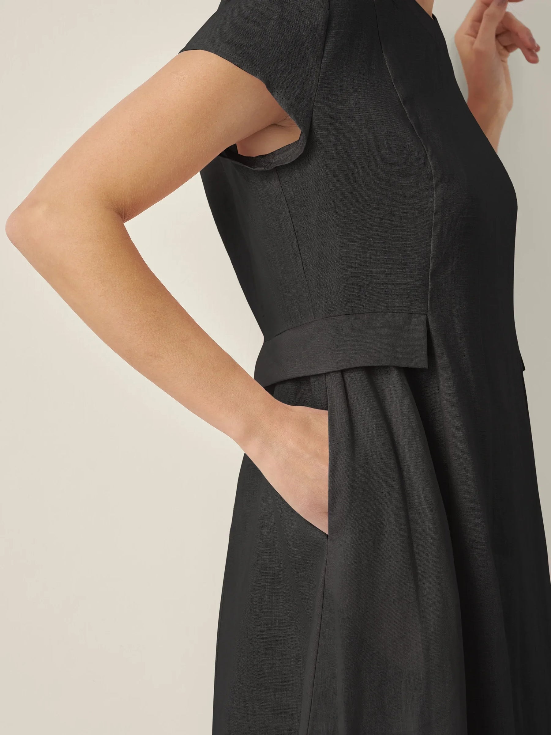100% Linen Natural Summer V-Neck Dress ALEXA - Glamourous Grace