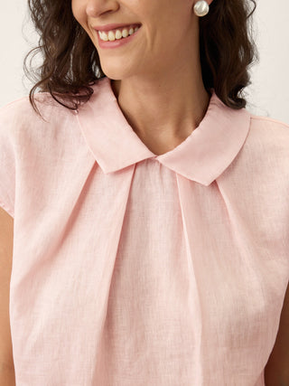 100% Linen Peter-Pan Collar Pintuck Top MIRIAM - Glamourous Grace