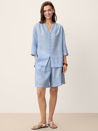 100% Linen Pleated Cuffed Shorts IRISSA - Glamourous Grace
