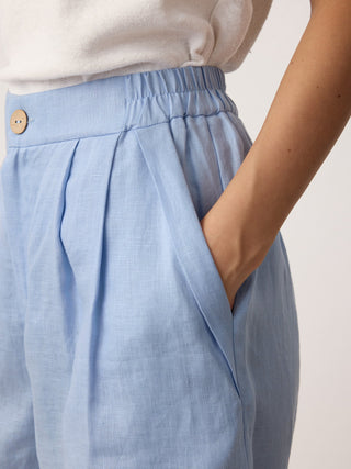 100% Linen Pleated Cuffed Shorts IRISSA - Glamourous Grace