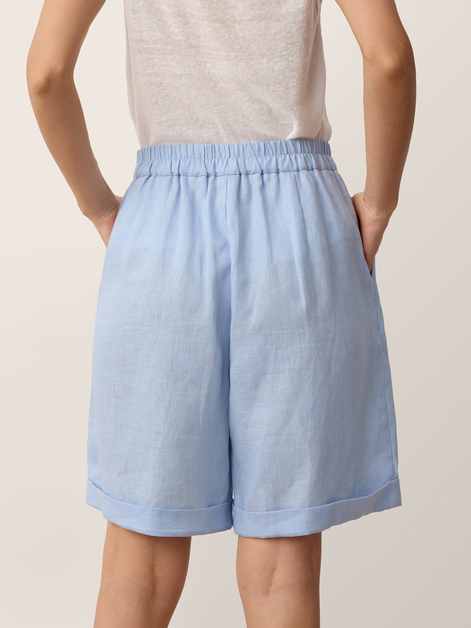 100% Linen Pleated Cuffed Shorts IRISSA - Glamourous Grace