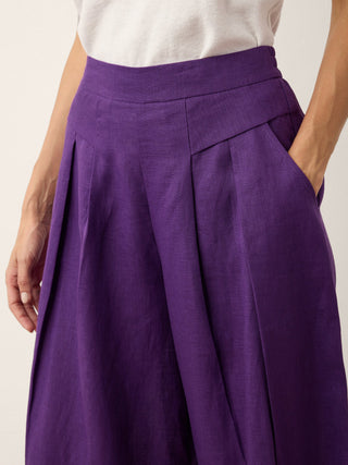 100% Linen Pleated Waist Wide Leg Pants LOUISA - Glamourous Grace