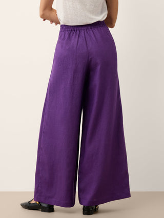 100% Linen Pleated Waist Wide Leg Pants LOUISA - Glamourous Grace