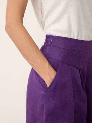 100% Linen Pleated Waist Wide Leg Pants LOUISA - Glamourous Grace