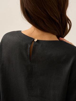 100% Linen Round Neck Button Detail Midi Dress JELENA - Glamourous Grace