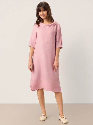 100% Linen Sculpted Bateau Tie-Back Midi Dress SABRINA - Glamourous Grace