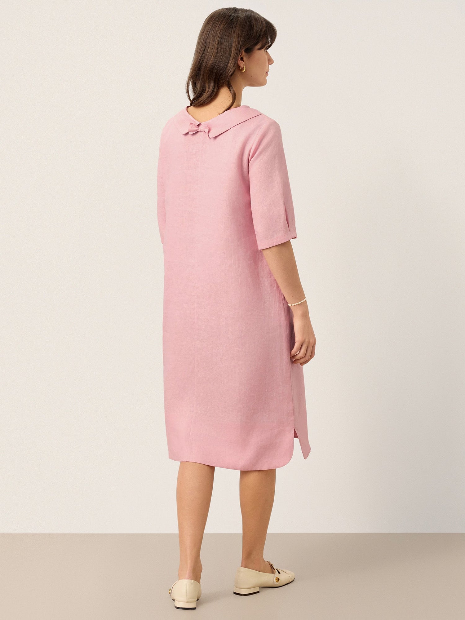 100% Linen Sculpted Bateau Tie-Back Midi Dress SABRINA - Glamourous Grace