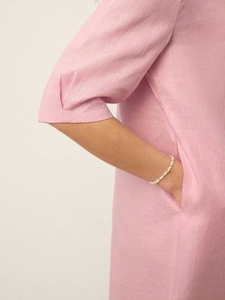 100% Linen Sculpted Bateau Tie-Back Midi Dress SABRINA - Glamourous Grace