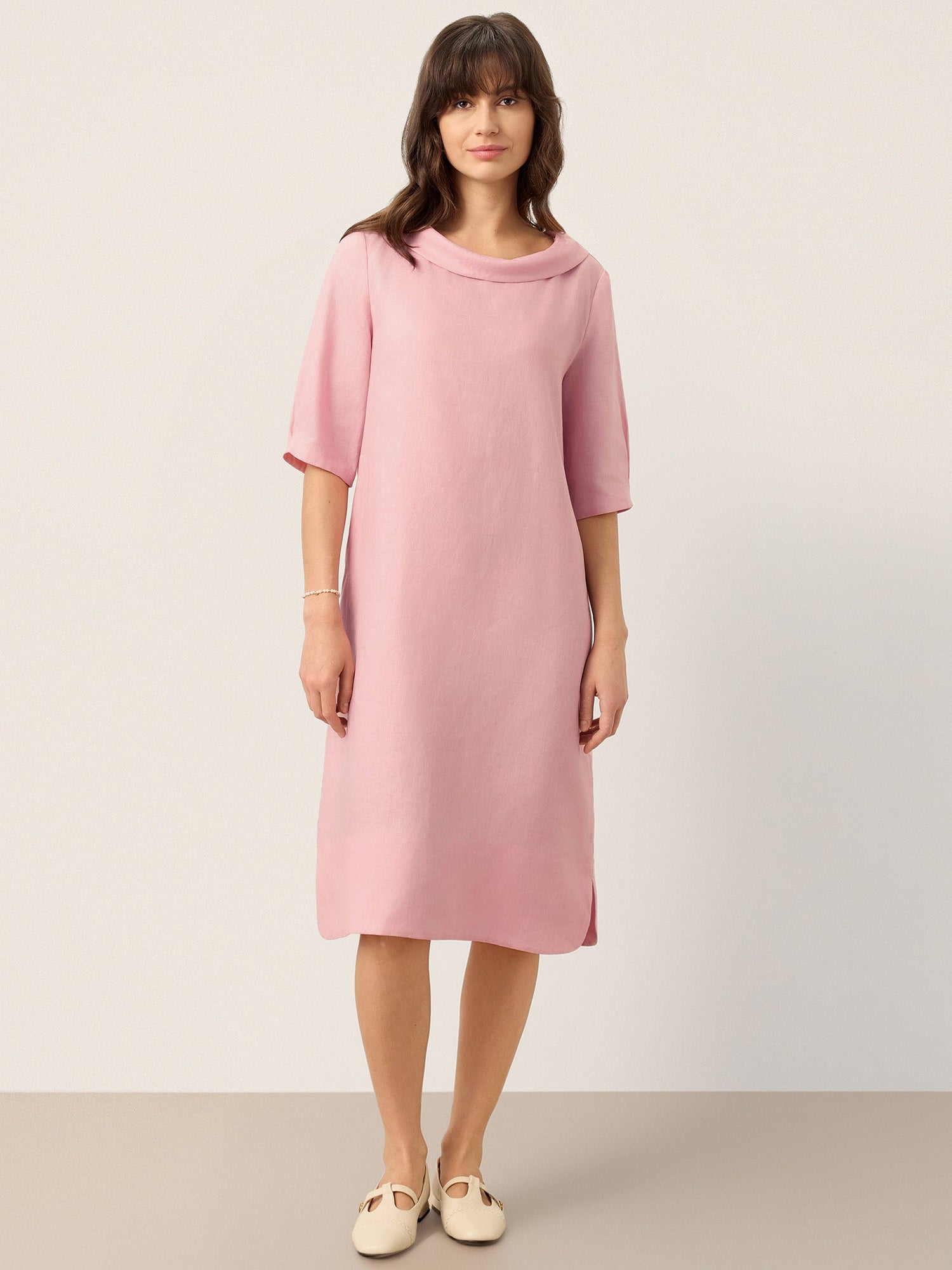 100% Linen Sculpted Bateau Tie-Back Midi Dress SABRINA - Glamourous Grace