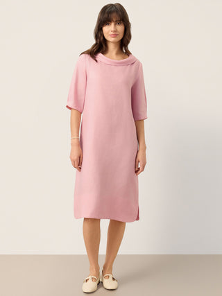 100% Linen Sculpted Bateau Tie-Back Midi Dress SABRINA - Glamourous Grace