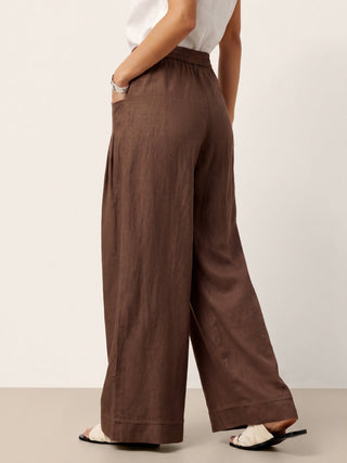 100% Linen Sculpted Pleat Elasticated Back Relaxed Pants VERIDIANA - Glamourous Grace