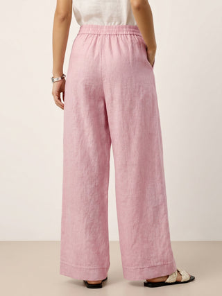 100% Linen Sculpted Pleat Elasticated Back Relaxed Pants VERIDIANA