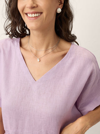100% Linen Sculpted Waist Batwing Midi Dress TIVIA - Glamourous Grace