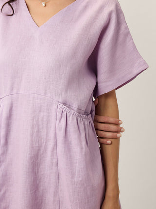 100% Linen Sculpted Waist Batwing Midi Dress TIVIA - Glamourous Grace