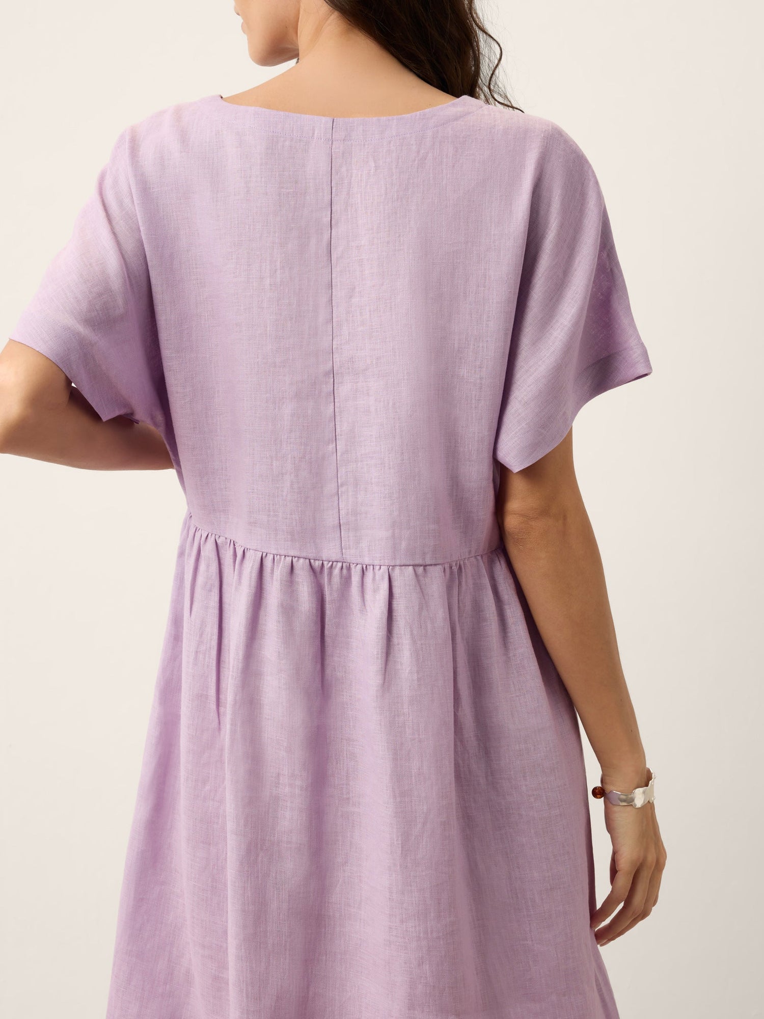 100% Linen Sculpted Waist Batwing Midi Dress TIVIA - Glamourous Grace