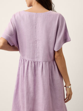 100% Linen Sculpted Waist Batwing Midi Dress TIVIA - Glamourous Grace