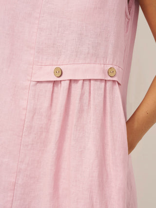 100% Linen Sleeveless Accordion Pleat Midi Dress TINA - Glamourous Grace