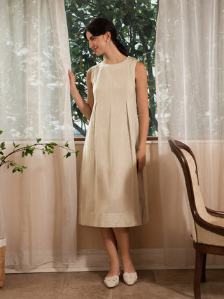 100% Linen Sleeveless Shoulder Button Midi Dress FREYA - Glamourous Grace