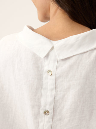 100% Linen Soft-Fold Collar Shell Button Top SABINE - Glamourous Grace