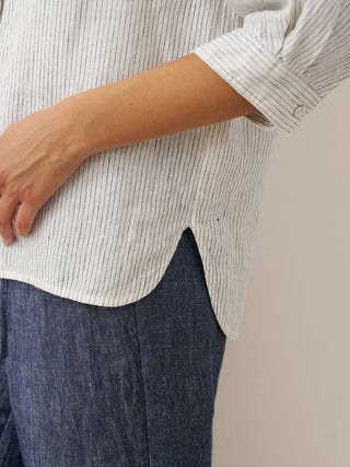 100% Linen Striped Three-Quarter Sleeve Shirt SKYLAR - Glamourous Grace