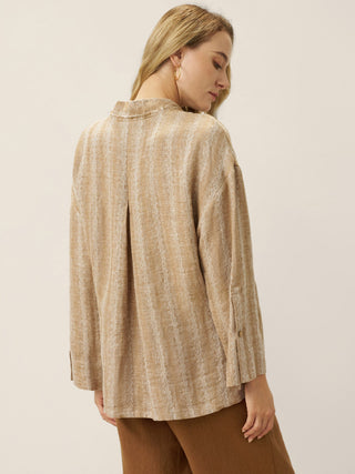 100% Linen Striped Wrap Jacket GENESIS - Glamourous Grace