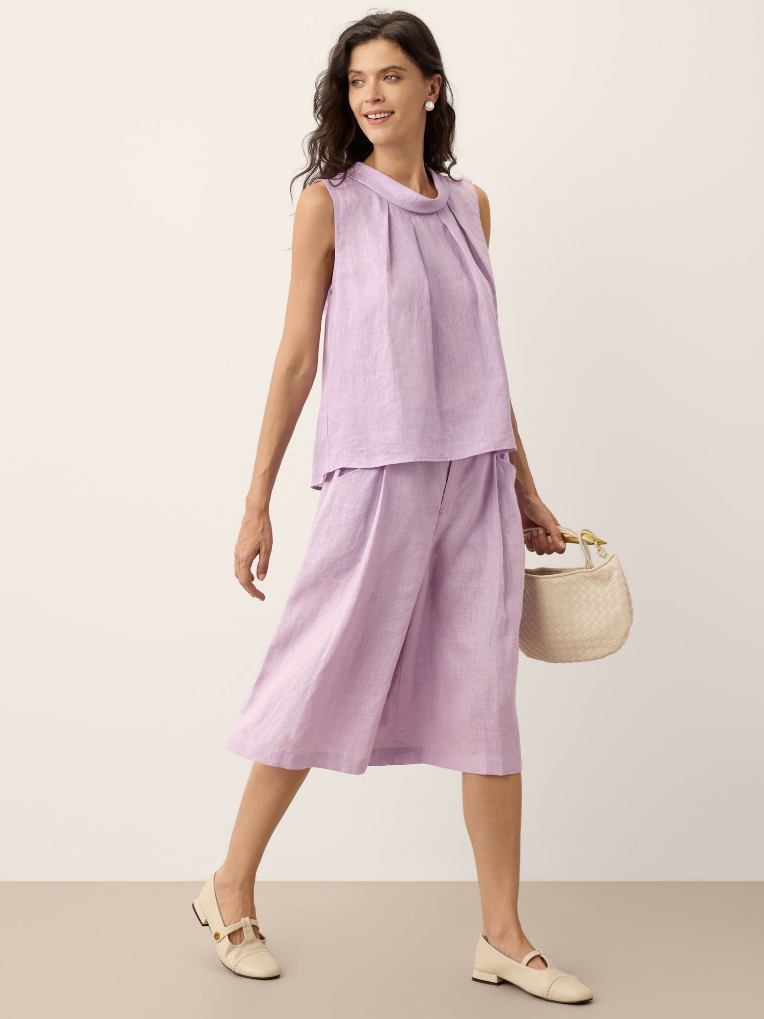 100% Linen Structured Collar Sleeveless Blouse BLAIR - Glamourous Grace