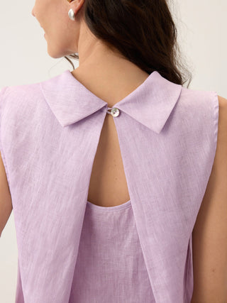 100% Linen Structured Collar Sleeveless Blouse BLAIR - Glamourous Grace