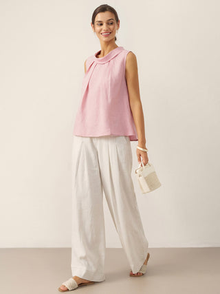 100% Linen Structured Collar Sleeveless Blouse BLAIR - Glamourous Grace