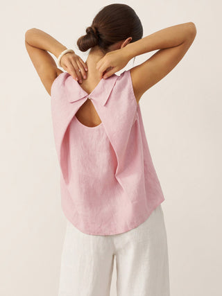 100% Linen Structured Collar Sleeveless Blouse BLAIR - Glamourous Grace