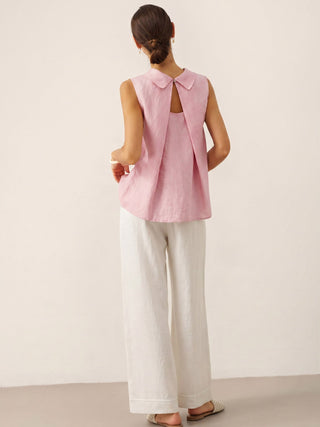 100% Linen Structured Collar Sleeveless Blouse BLAIR - Glamourous Grace