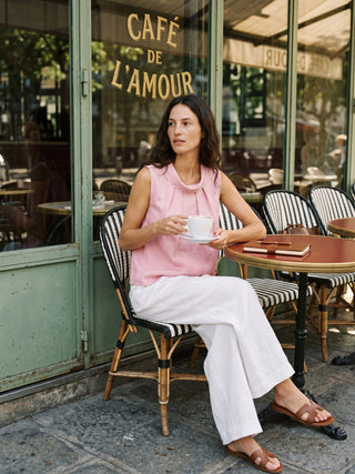 100% Linen Structured Collar Sleeveless Blouse BLAIR - Glamourous Grace