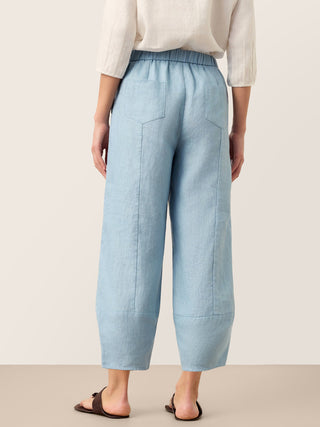 100% Linen Tapered Cropped Pull-On Trousers LORETTA - Glamourous Grace