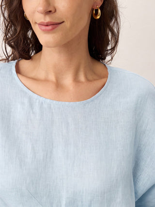 100% Linen Tie Front Drop Shoulder Top PAULA - Glamourous Grace