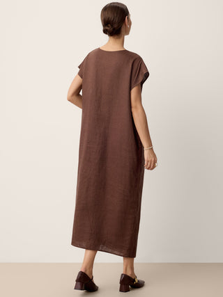 100% Linen Twist-Waist Slit Maxi Dress LYNETTE - Glamourous Grace