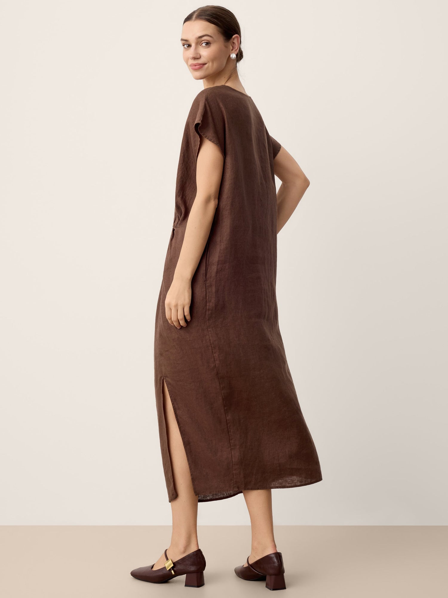 100% Linen Twist-Waist Slit Maxi Dress LYNETTE - Glamourous Grace