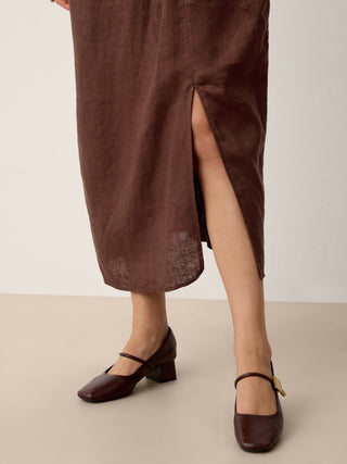 100% Linen Twist-Waist Slit Maxi Dress LYNETTE - Glamourous Grace