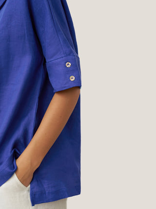 Linen V Neck Short Sleeve Shirt SIERRA - Glamourous Grace