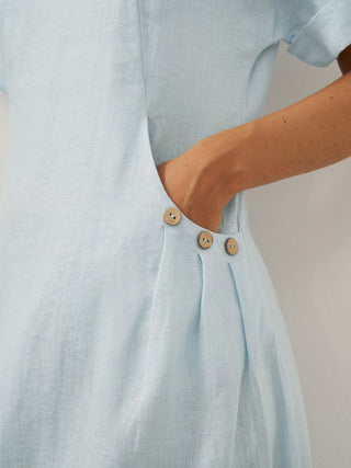 100% Linen Vintage A-Line Button Detail Maxi Dress AMIN - Glamourous Grace