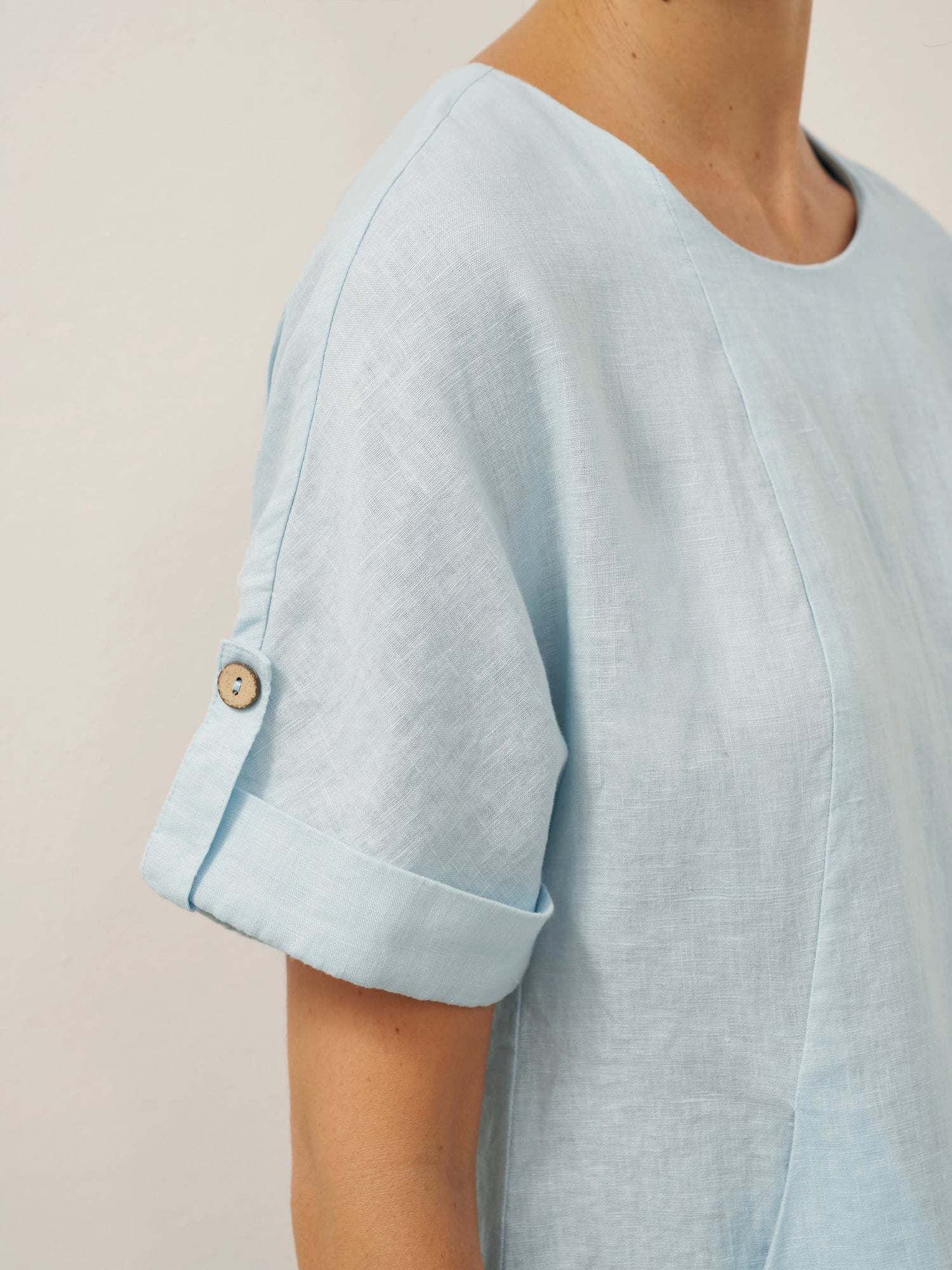 100% Linen Vintage A-Line Button Detail Maxi Dress AMIN - Glamourous Grace