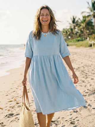 100% Linen A-Line Midi Dress VALENCIA - Glamourous Grace