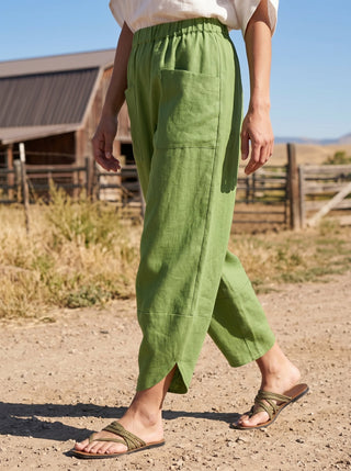 100% Linen Petal-Hem Trousers with Elastic Waist LIV - Glamourous Grace