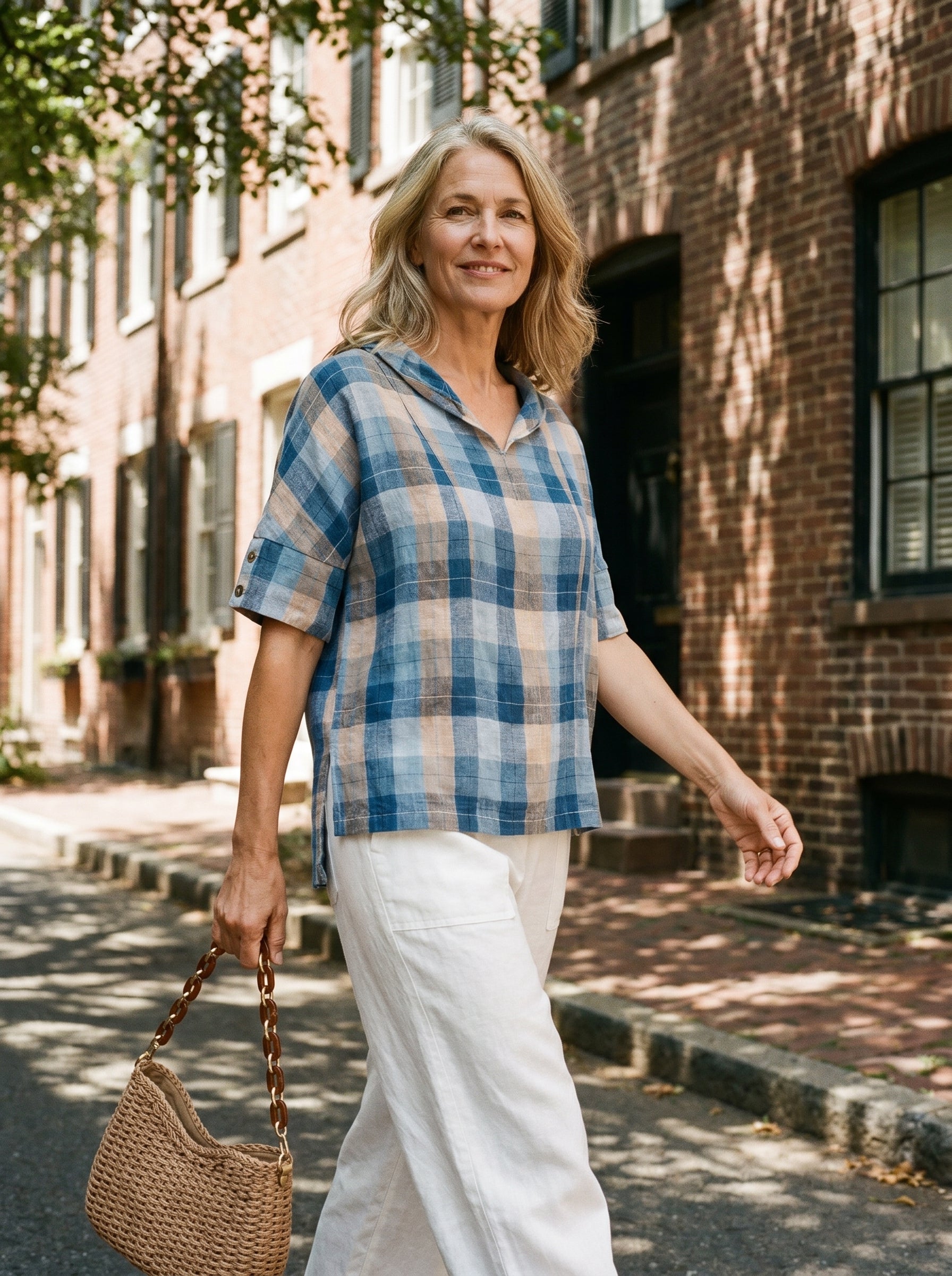 Linen V Neck Short Sleeve Shirt SIERRA - Glamourous Grace