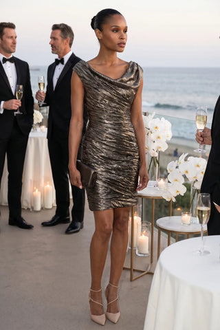 Gold Short Metallic Dress, Laura
