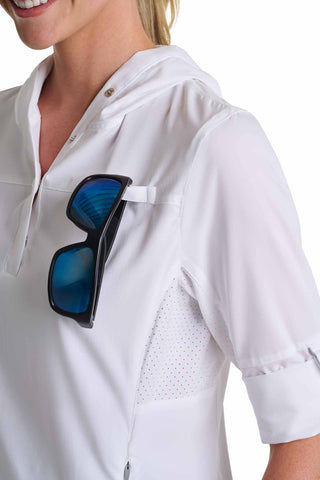 Women's Sea Spray Henley Hoodie | White