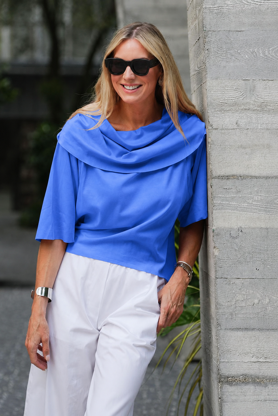 Pima Cotton Jackie O Top - Cornflower - Glamourous Grace