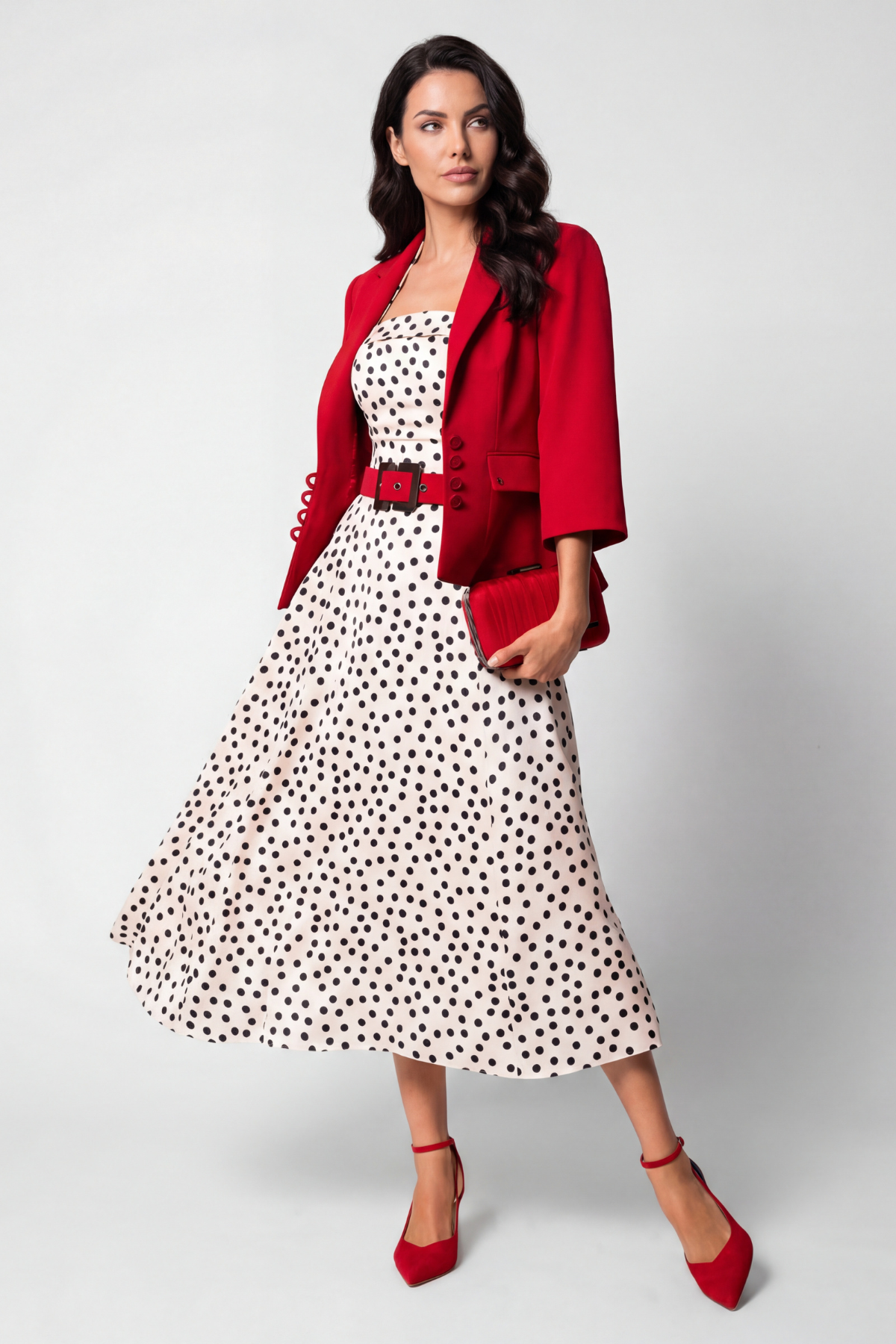 White Polka Dot Strapless Dress, Melissa