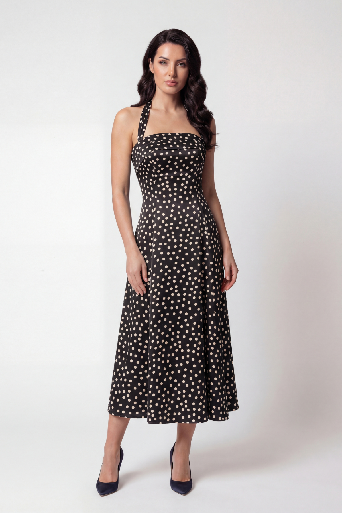 Black Polka Dot Strapless Dress, Melissa