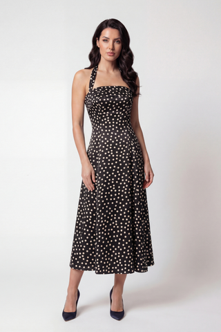 Black Polka Dot Strapless Dress, Melissa