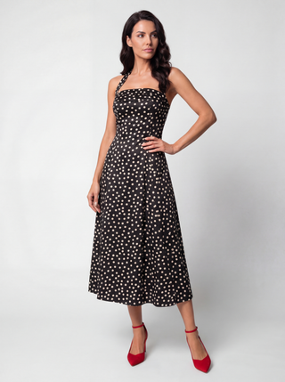 Black Polka Dot Strapless Dress, Melissa