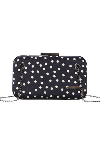 Navy Polka Dot Structured Shoulder Bag, Melissa